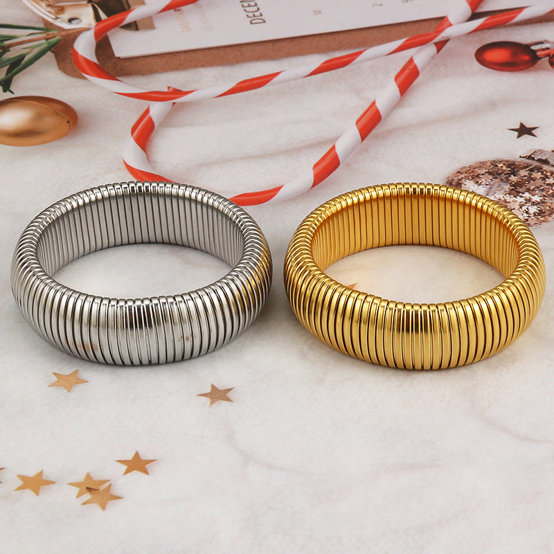 European And American Bracelets Non-fading Titanium Steel Bracelet High-grade Elastic Retractable